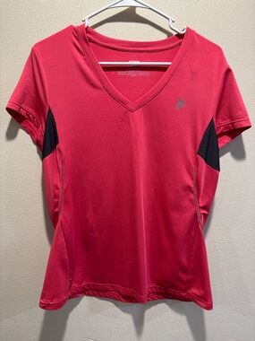Fila Women's V-Neck Red Tee with Black Panels